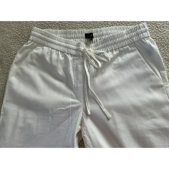 J. Crew Factory Linen Cotton Drawstring Cuffed Pull-on Pants White Size 8 - Picture 8 of 13